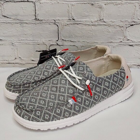 'HEY DUDE' WENDY BOHO EMBROIDERY RED CAP LACE SHOES - Picture 4 of 16